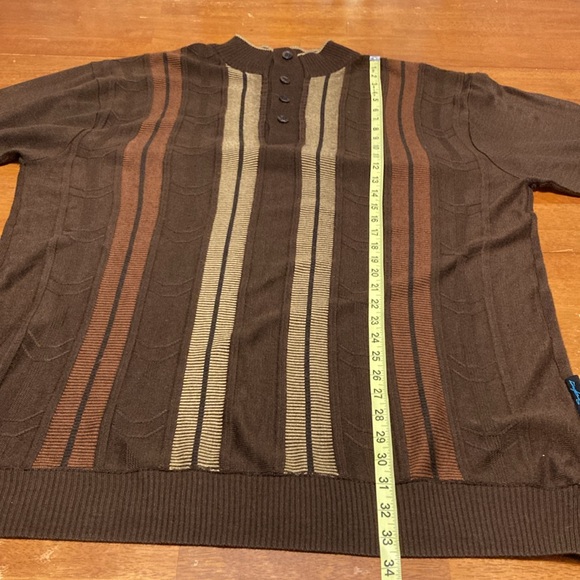 Steve Harvey Celebrity Edition Mens Size 2XTL Brown Grandpa Core Sweater Stripes - Picture 11 of 12